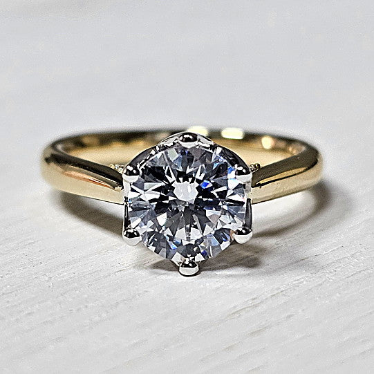 14k Two Tone Gold 0.05 Ctw Diamond Cathedral Solitare Setting