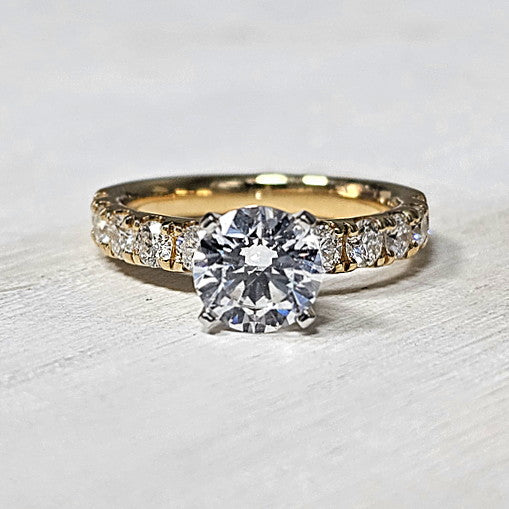 14k Yellow Gold 0.90 Ctw Diamond Engagement Ring Mounting