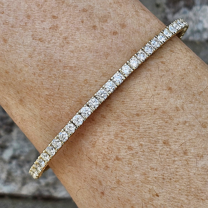 14k Yellow Gold 2.98 Ctw Diamond Flex Bangle Bracelet