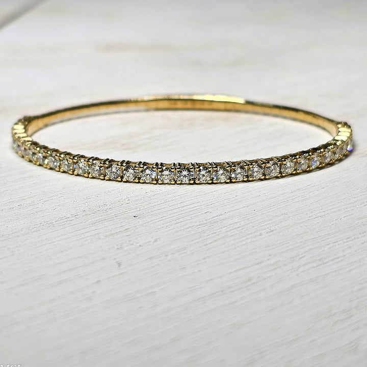 14k Yellow Gold 2.98 Ctw Diamond Flex Bangle Bracelet