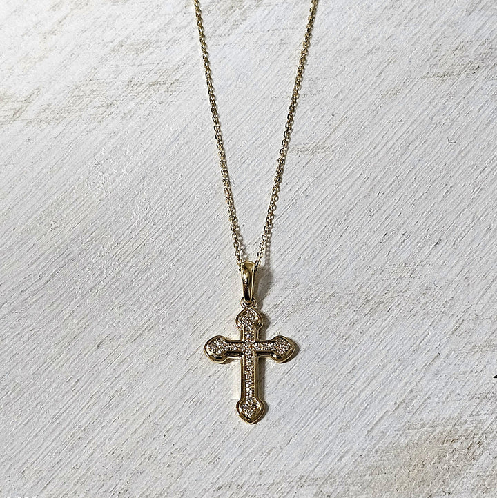 14k Yellow Gold .10ctw Petite Diamond Cross
