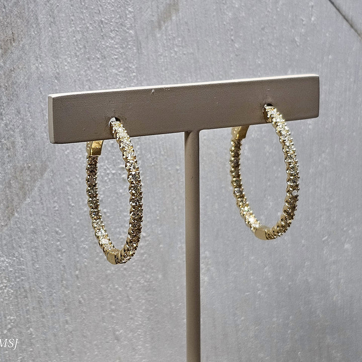 14k Yellow Gold 2.00ctw Inside Out Diamond Hoops