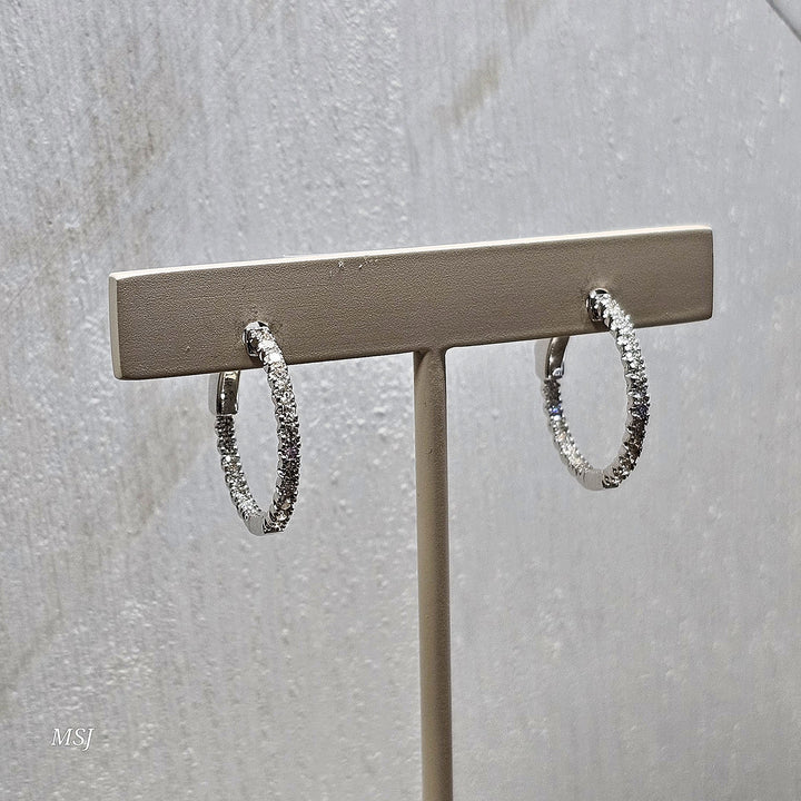 14k White Gold .75ctw Diamond Hoop Earrings