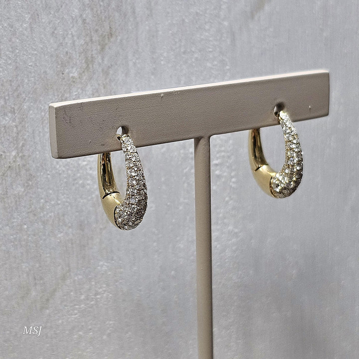 14k Yellow Gold 1.25ctw Pave' Set Hoop Earrings