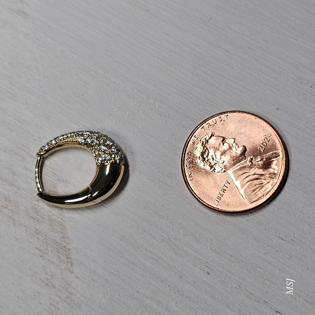 14k Yellow Gold 1.25ctw Pave' Set Hoop Earrings