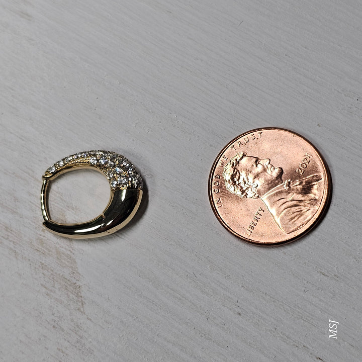 14k Yellow Gold 1.25ctw Pave' Set Hoop Earrings