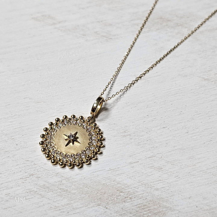 14k Yellow Gold .50ctw Compass Diamond Pendant