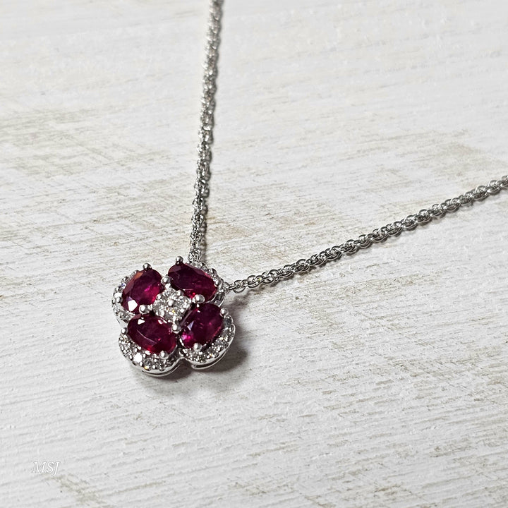 14k White Gold 1.22ctw Ruby and Diamond Pendant
