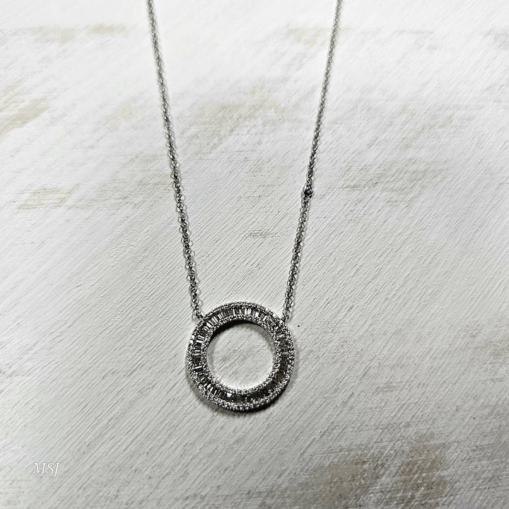 14k White Gold .83ctw Circle of Love Diamond Necklace