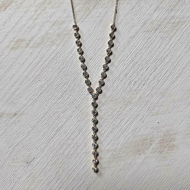 14k Yellow Gold 1.00ctw Bezel Set Diamond Necklace