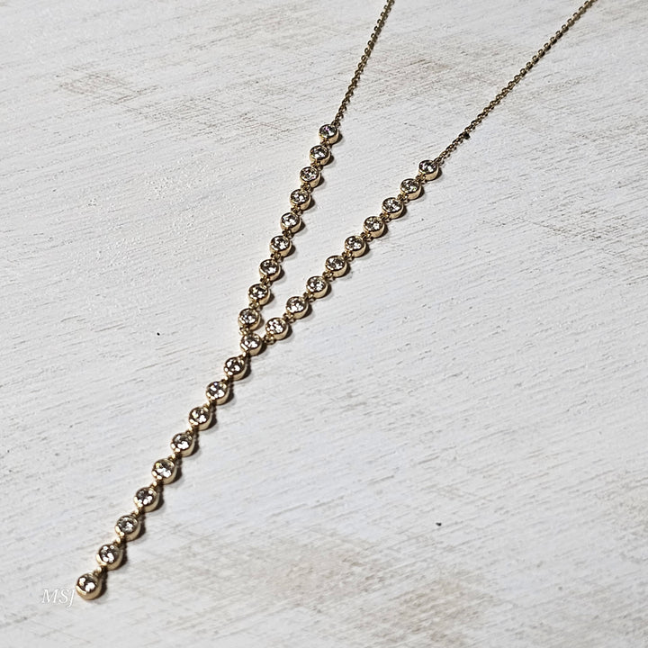 14k Yellow Gold 1.00ctw Bezel Set Diamond Necklace