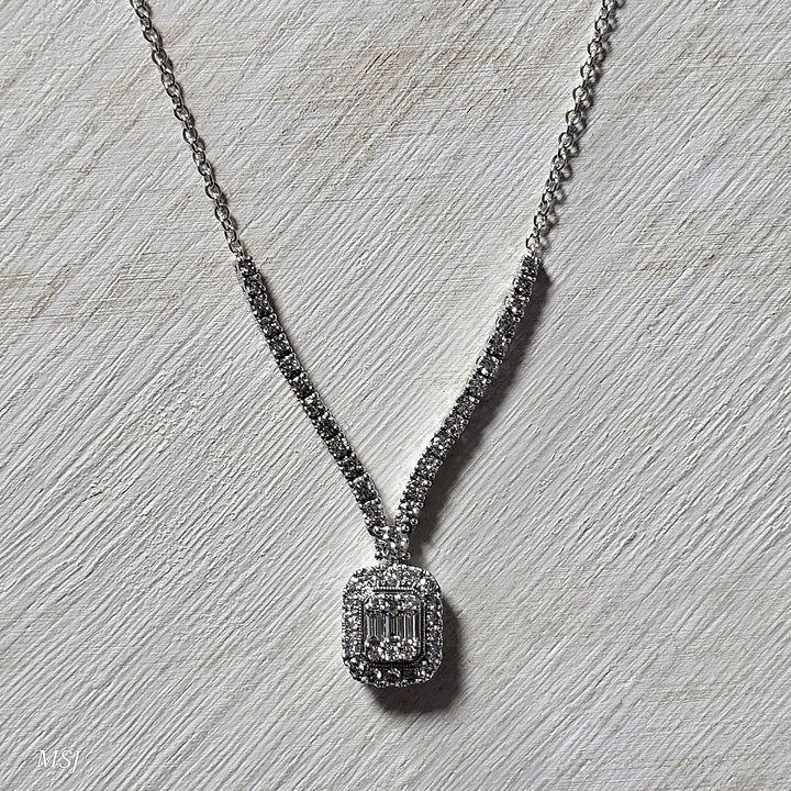 14k White Gold 1.50ctw Fancy Diamond Necklace