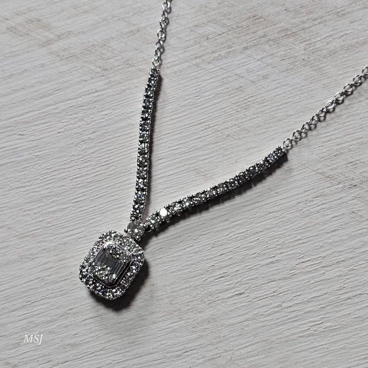 14k White Gold 1.50ctw Fancy Diamond Necklace