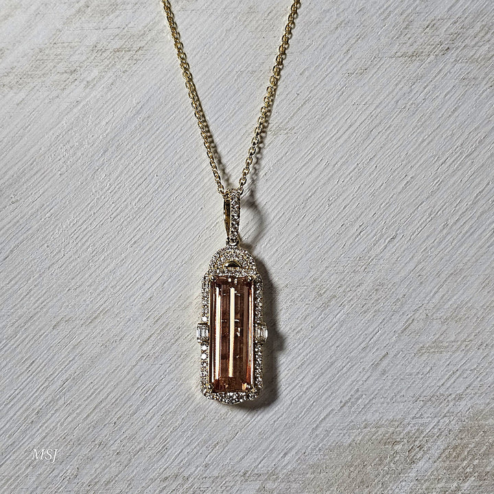 14k Yellow Gold 3.82ctw Precious Topaz and Diamond Pendant