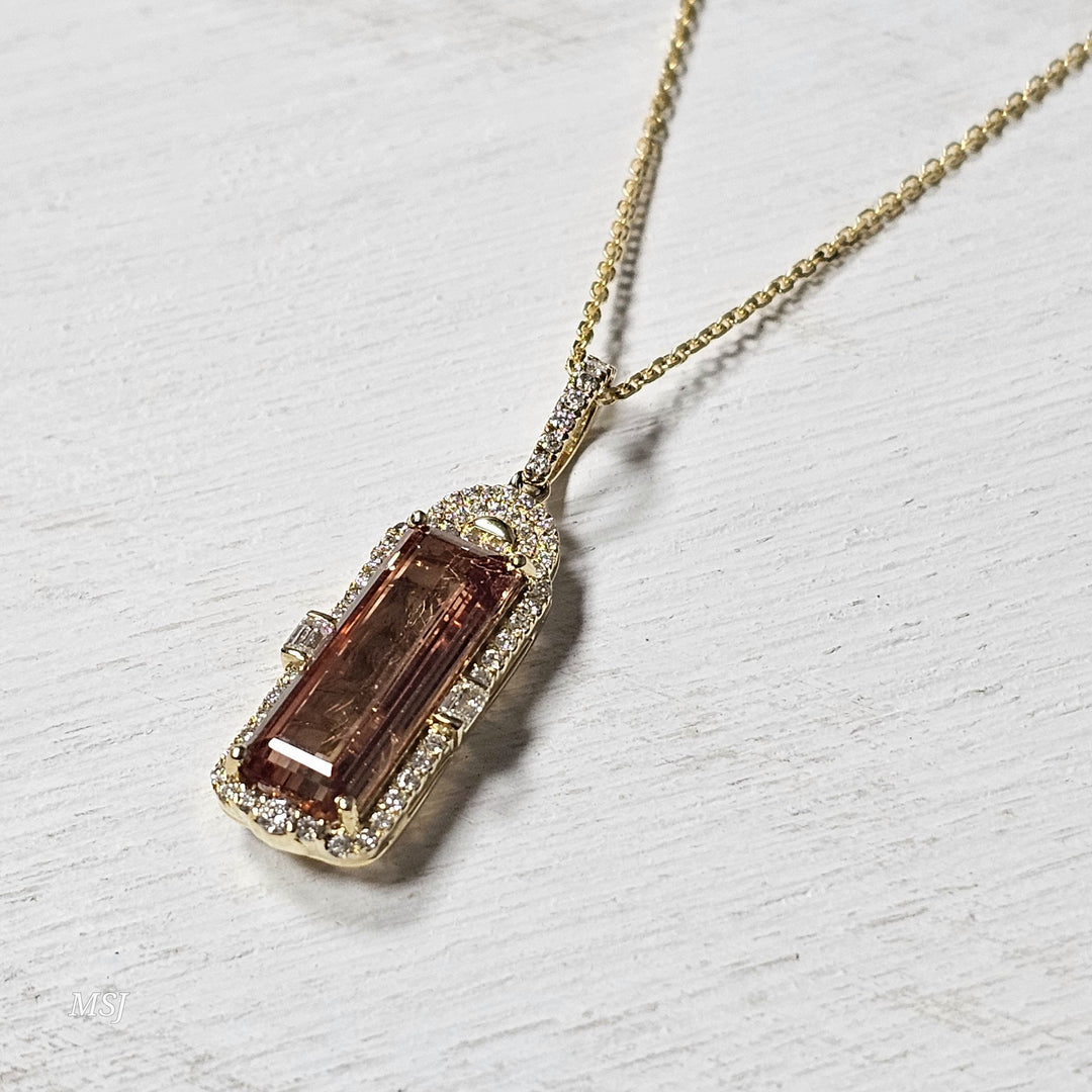 14k Yellow Gold 3.82ctw Precious Topaz and Diamond Pendant
