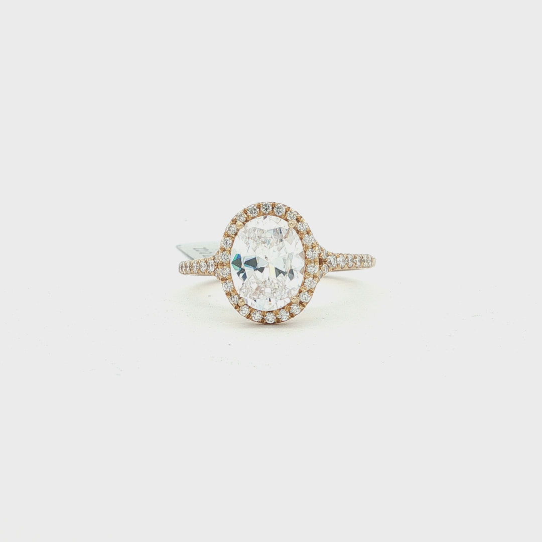 14k Yellow Gold 0.28 Ctw Diamond Halo Split Shank Engagement Ring
