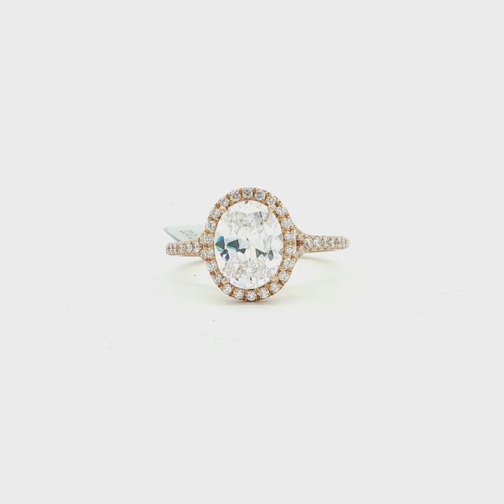 14k Yellow Gold 0.28 Ctw Diamond Halo Split Shank Engagement Ring