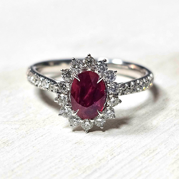 Plaitnum 1.19ctw Ruby and Diamond Ring