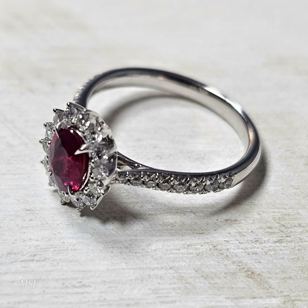 Plaitnum 1.19ctw Ruby and Diamond Ring