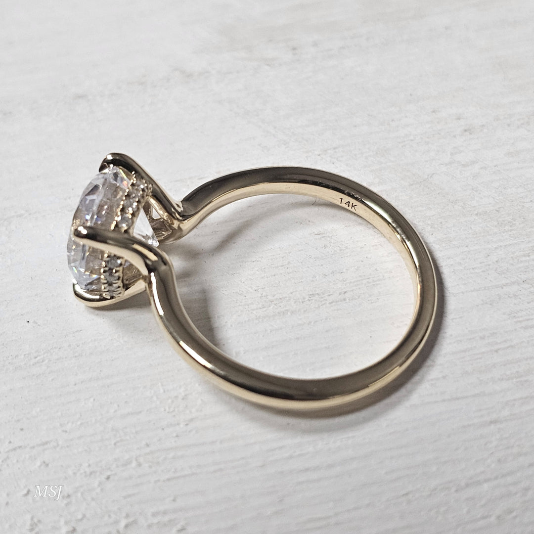 14k Yellow Gold .05 ctw Hidden Halo Solitaire Mounting