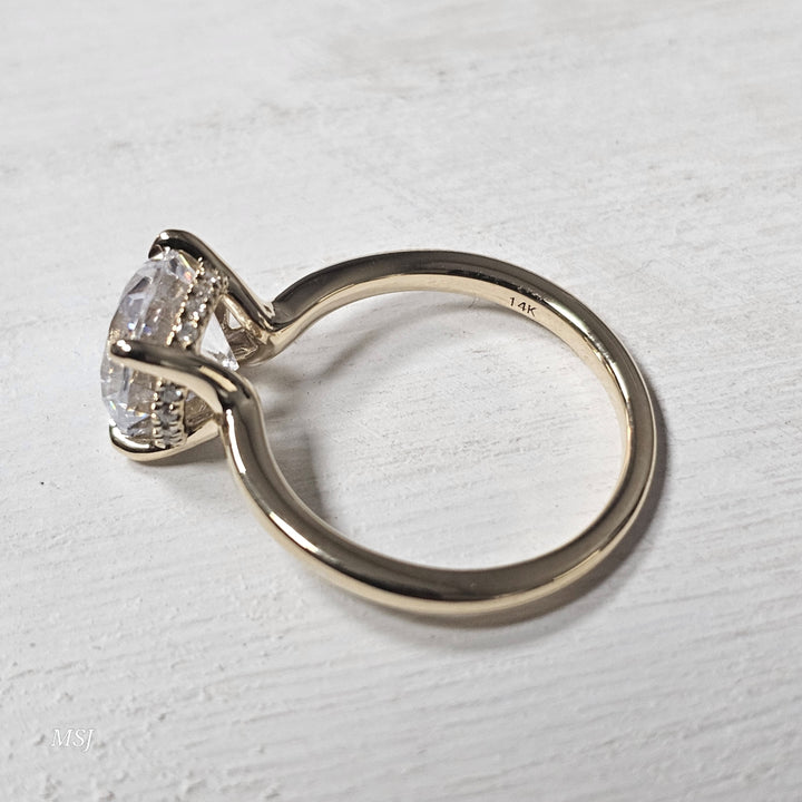 14k Yellow Gold .05 ctw Hidden Halo Solitaire Mounting