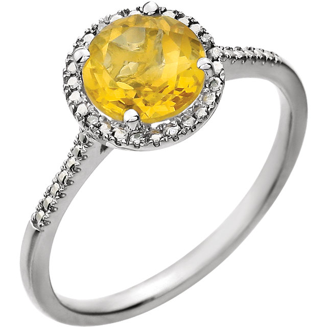 Sterling Silver Stackable Ring Citrine November Birthstone Jewelry QSK1480 