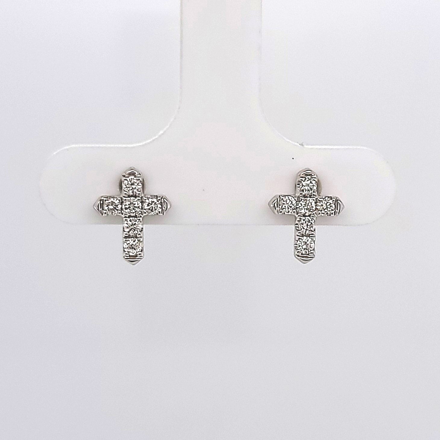 Sterling Silver Cross Diamond Earrings for Baptism or First Communion –  Cherished Moments Jewelry