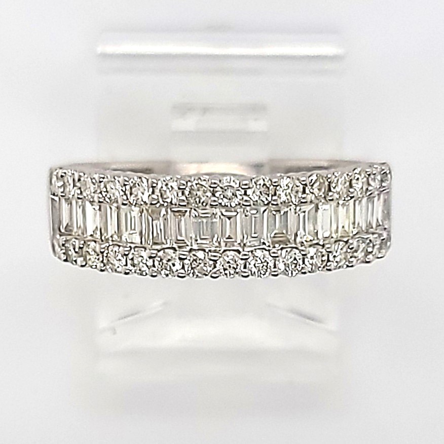 2.0mm East West Floating Baguette and Round Diamond Ring