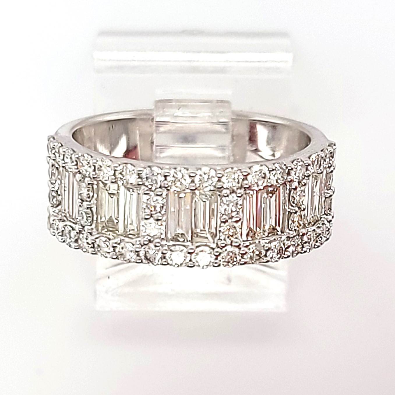 Wide Two-Row Baguette Diamond Band Ring