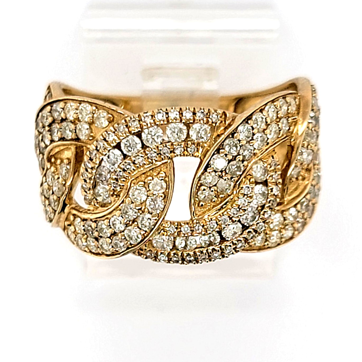 Luxury 14Kt Yellow Gold Diamond Cuban Link Ring - 3 Carat Total Weight –  Gabby Elan