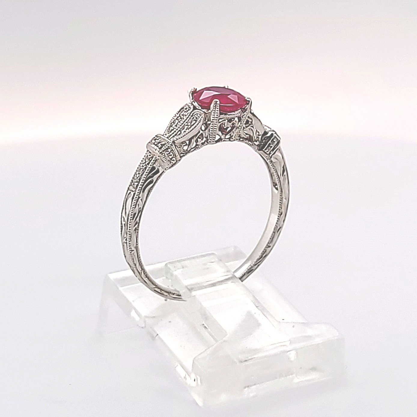 Incredible Platinum Diamond & Ruby Cocktail Ring